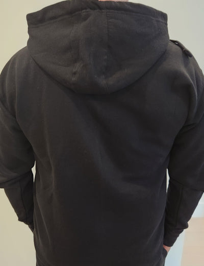 Embroidered BurMach Hoodie - Black